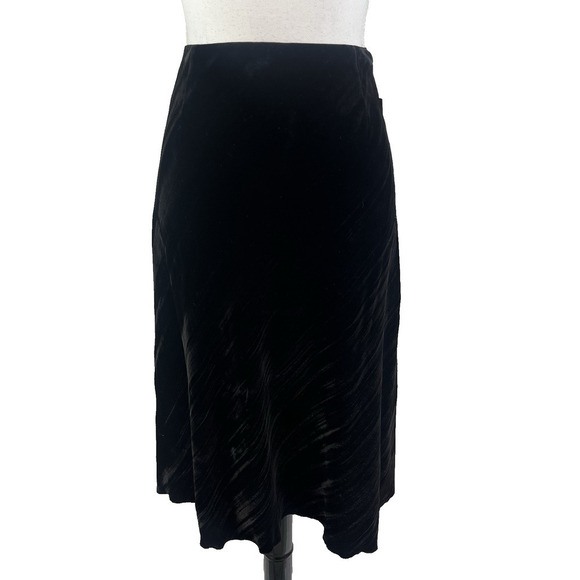 Style & Co Skirt size 6 Black Velveteen Bias Knee A Line Modest Party Cocktail - Picture 1 of 8